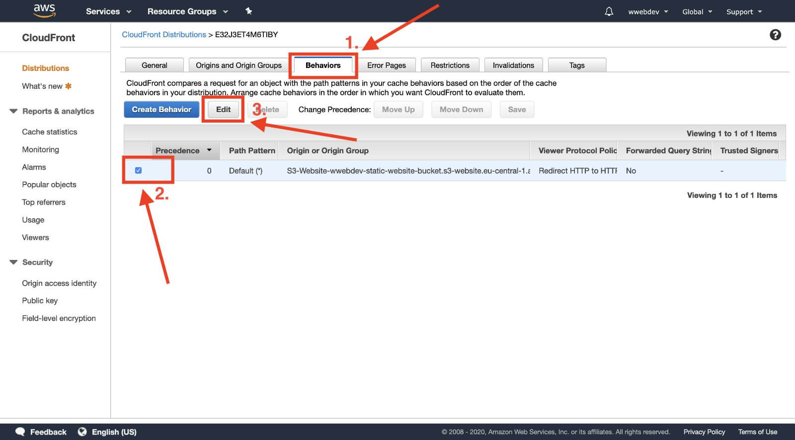 cloudfront edit behaviour