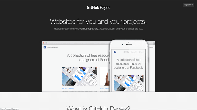 Github Pages screenshot