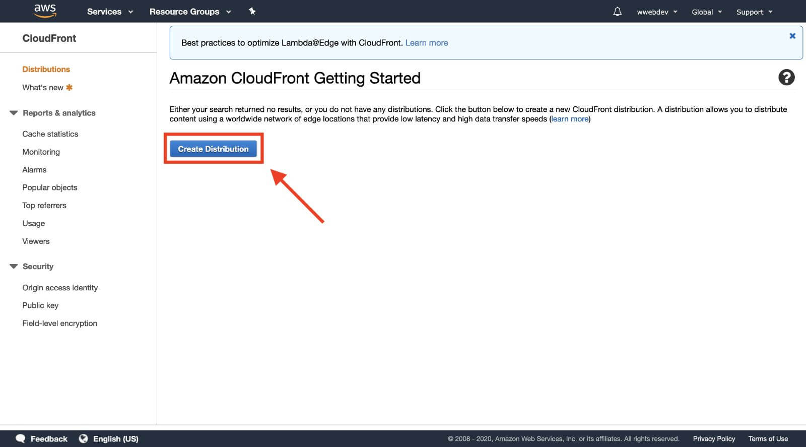 cloudfront create distribution
