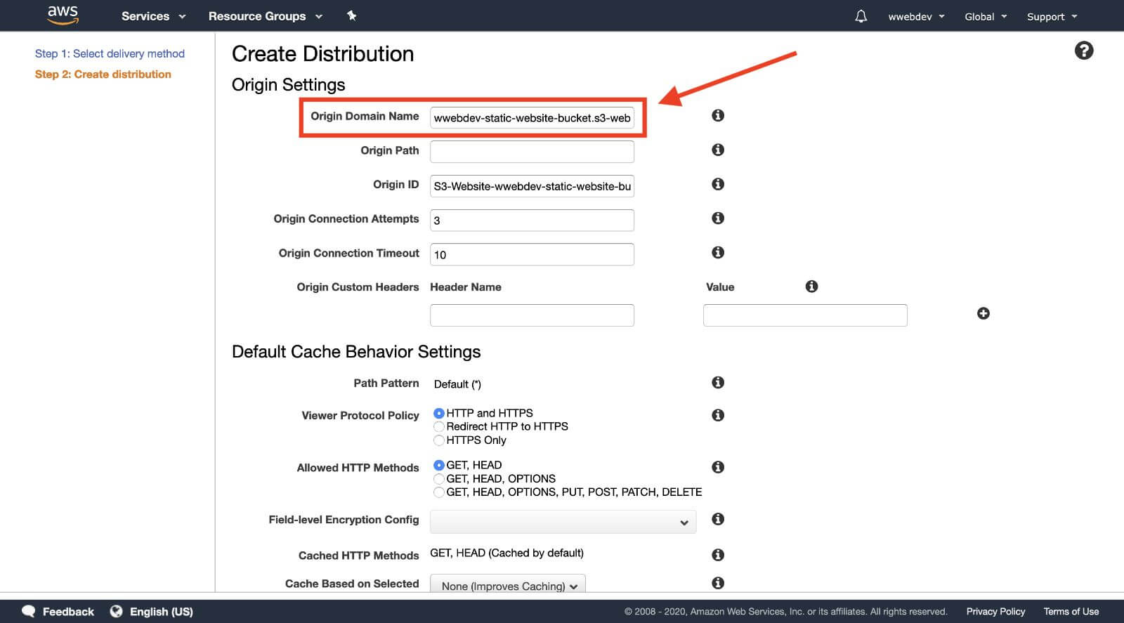 set cloudfront url