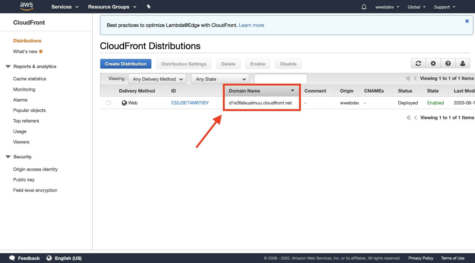 url of cloudfront distribution