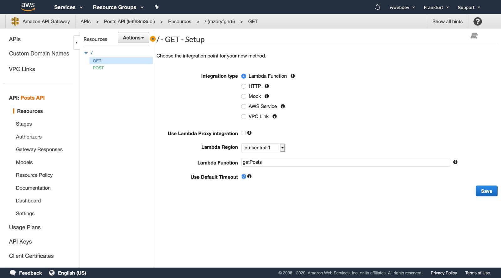 API Gateway get all endpoint