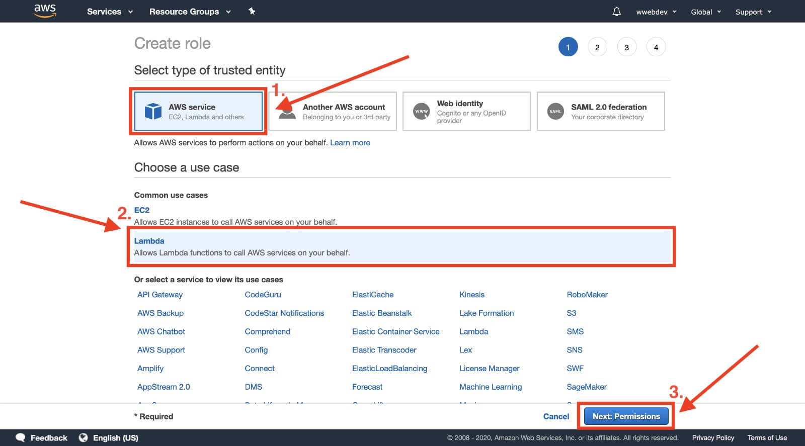 IAM create lambda permissions